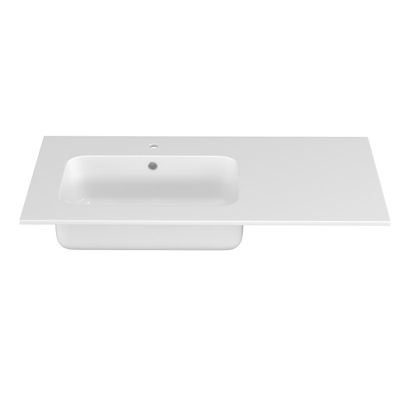 ZEAFIVE 42" Solid Surface Single Bathroom Vanity Top Drop In White With ...